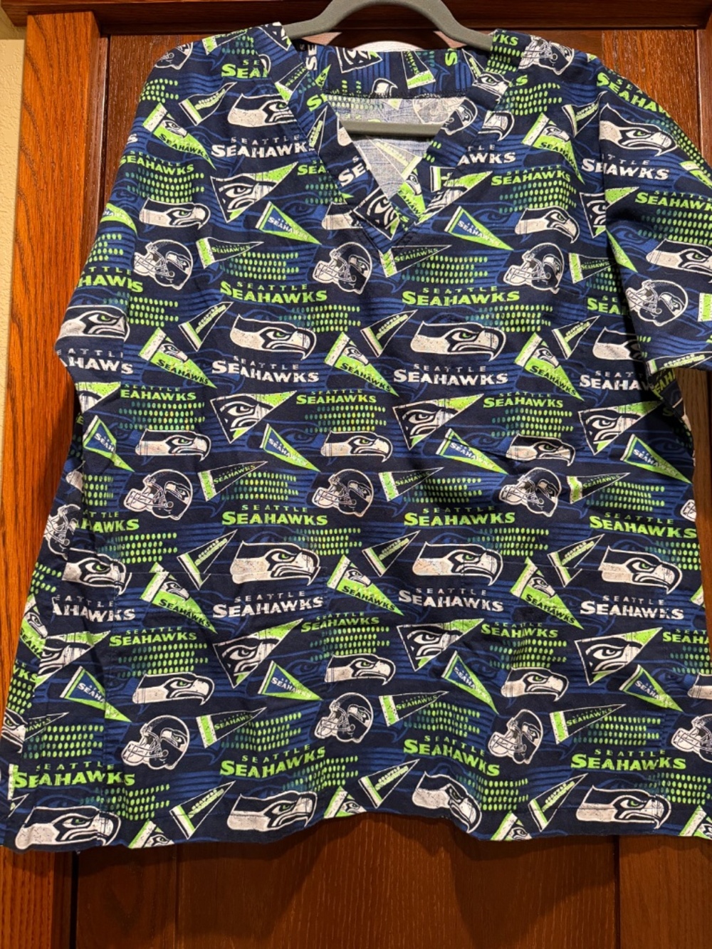 2 Large Women's Seahawks Scrub Tops